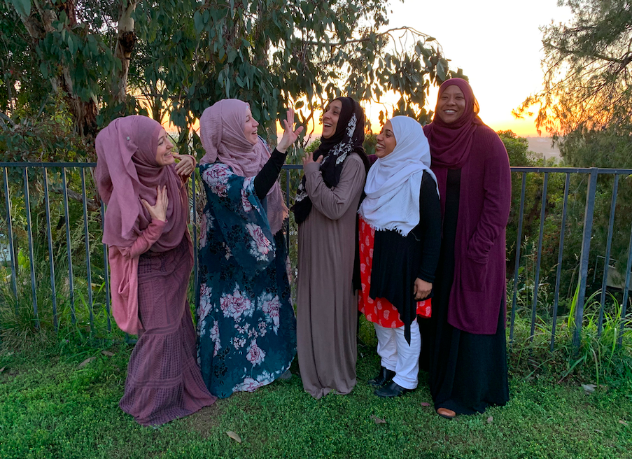 Megan Wyatt with good friends - muslim sisterhood